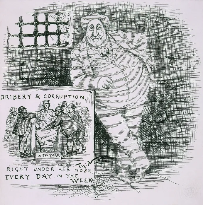 Framed Print : Thomas Nast reprised his favorite subject, Boss Tweed, eight years after his death in prison