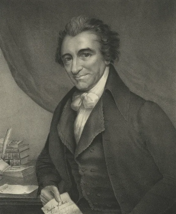 Framed Print : Thomas Paine, English-born American political and philosopher, wrote a 1775 pamphlet Common Sense, an extremely influential argument for American Independence