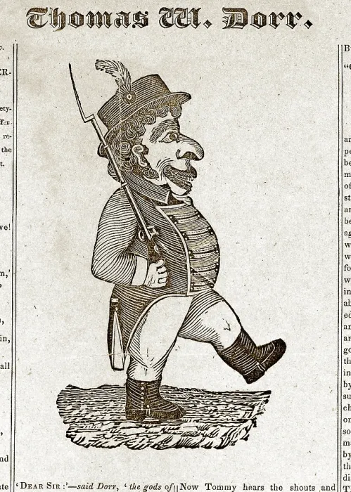 Framed Print : Thomas Wilson Dorr. Caricature of Dorr taken from the broadside, The Sovereignty of the people must and shall be maintained.-- Thoms W. Dorr. From the Auburn Journal and Adv