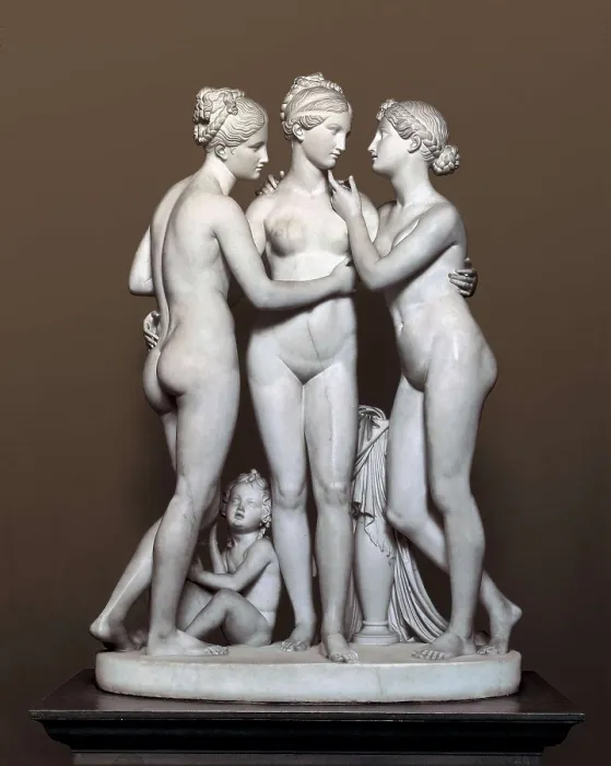 Framed Print : THORVALDSEN, Bertel (1770-1844). The Three Graces and Cupid. 1817-1819. Neoclassicism. Sculpture on marble. DENMARK. Copenhagen. Thorvaldsen Museum Framed Print : THORVALDSEN, Bertel (1770-1844). The Three Graces and Cupid. 1817-1819. Neoclassicism. Sculpture on marble. DENMARK. Copenhagen. Thorvaldsen Museum