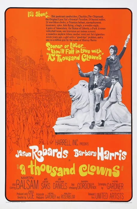 Framed Print : A THOUSAND CLOWNS, from left: Jason Robards, Barbara Harris, Barry Gordon, 1965