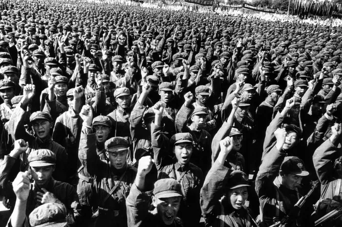 Framed Print : Thousands of Red Army soldiers raise their clenched fists. They pledged to fight abreast the Vietnamese people to thor oughly wipe out the heinous U.S. gangsters