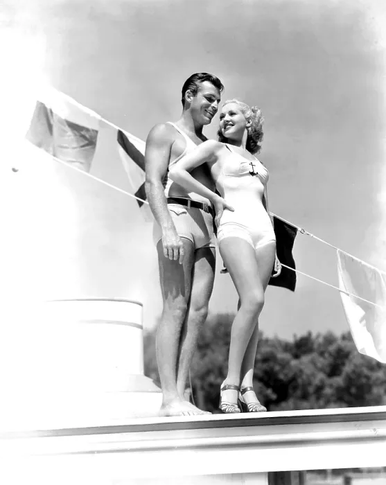 Framed Print : THRILL OF A LIFETIME, from left, Buster Crabbe, Betty Grable, 1937