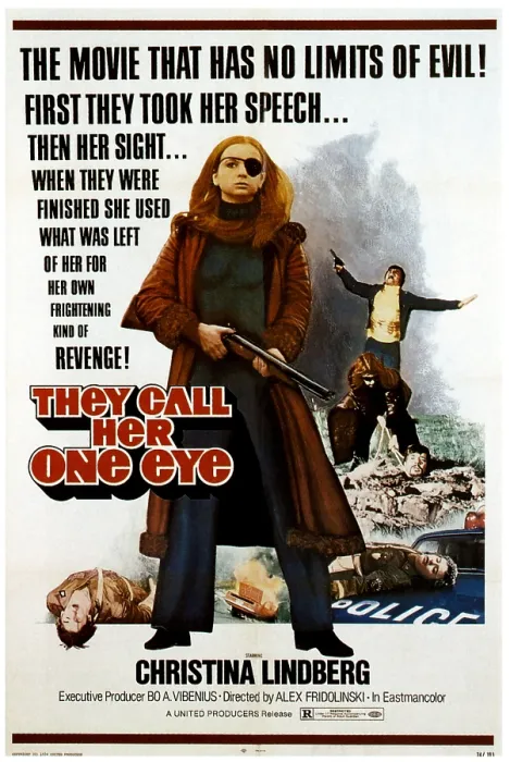Framed Print : THRILLER: A CRUEL PICTURE, (aka THRILLER - EN GRYM FILM, aka THEY CALL HER ONE EYE, aka HOOKER'S REVENGE), US poster art, Christina Lindberg, 1974