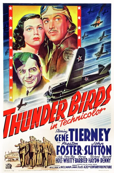 Framed Print : THUNDER BIRDS, US poster art, clockwise from left: Gene Tierney, Preston Foster, John Sutton, 1942, TM and Copyright 20th Century Fox Film Corp