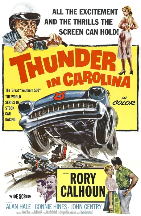 Framed Print : THUNDER IN CAROLINA, top left: Rory Calhoun; top right: Connie Hines; on bottom, from left to right: John Gentry (aka Race Gentry'), Alan Hale, Jr. Connie Hines