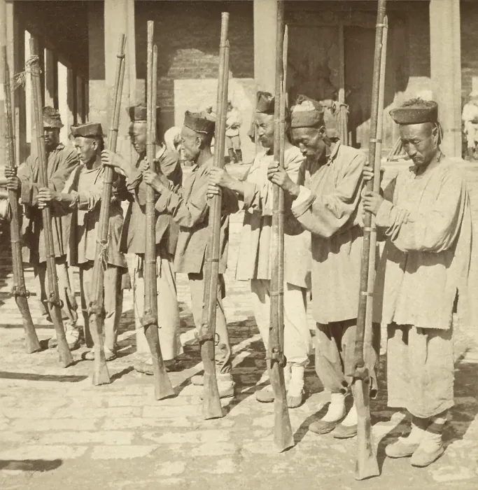 Framed Print : In Tianjin (Tientsin), China, Boxer rebel soldiers were armed with antique guns, June-July 1900