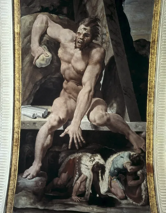 Framed Print : TIBALDI, Pellegrino (1527-1596). Escaping from Polyphemus's Cave. ITALY. Bologna. Poggi Palace. Mannerism art. Fresco. - Iberfoto / Everett Collection (285864)**US SALES ONLY**