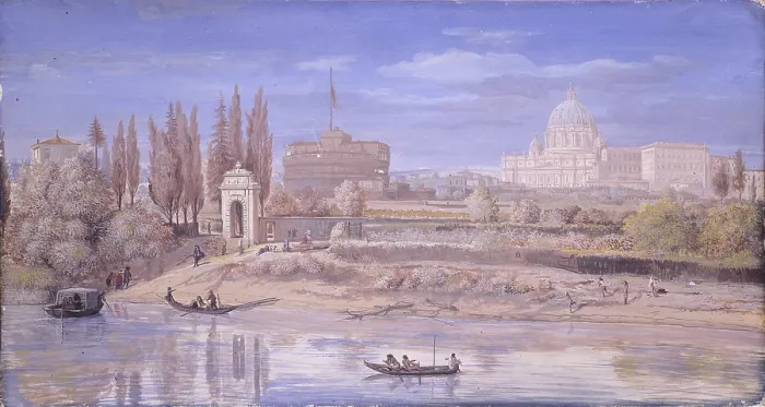Framed Print : The Tiber at Prati di Castello, by Gaspar Van Wittel also known as Gaspare Vanvitelli, 1682, 17th Century, oil on canvas - Italy, Lazio, Rome