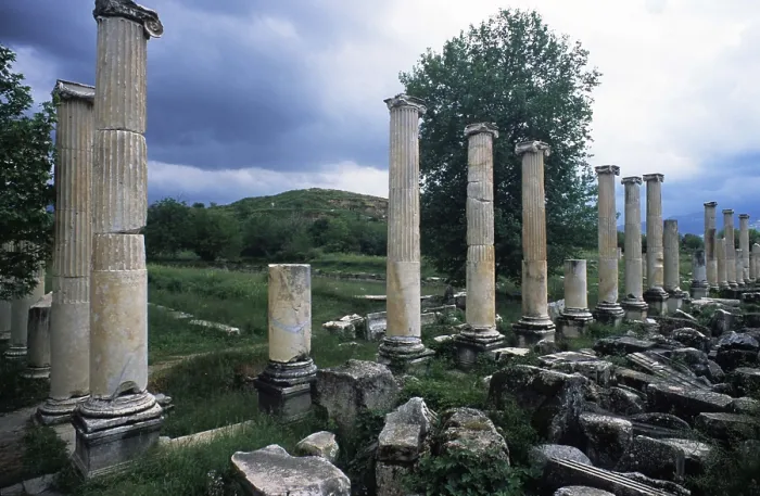 Framed Print : Tiberium Portico, 1st Century a.C. marble - Turkey, Aphrodisias. Whole view