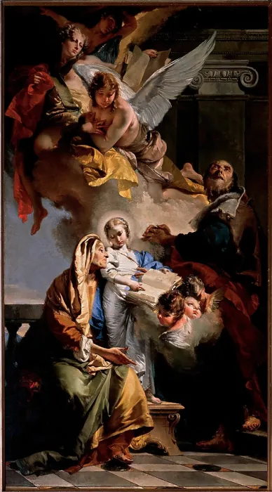 Framed Print : Tiepolo Giambattista, The Education of the Virgin Mary, 1732, 18th Century, oil on canvas, Italy, Veneto, Venice, Santa Maria della Fava Church