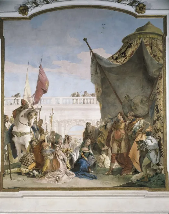 Framed Print : TIEPOLO, Giovanni Battista (1696-1770). The Continence of Alexander the Great. 1743. Alexander the Great in front of the family of Darius III. Baroque art. Fresco. ITALY