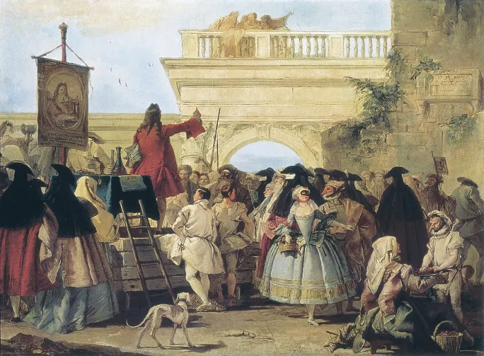 Framed Print : TIEPOLO, Giovanni Domenico (1727-1804). The Charlatan. 1756. Bequest of Francesc Camb. Renaissance art. Cinquecento. Venetian school. Oil on canvas. SPAIN. Barcelona