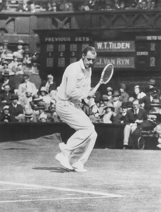 Framed Print : Bill Tilden as he played against John Van Ryn, at Wimbledon, July 2, 1930. Tilden defeated Van Ryn in three sets, 7-5, 6-4, 6-1, in the third round of Men's Singles Framed Print : Bill Tilden as he played against John Van Ryn, at Wimbledon, July 2, 1930. Tilden defeated Van Ryn in three sets, 7-5, 6-4, 6-1, in the third round of Men's Singles