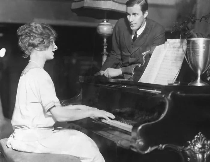 Framed Print : Bill Tilden rehearsing with his leading lady, Sandy Weiner, for a charity play in Philadelphia. Jan. 15, 1923 Framed Print : Bill Tilden rehearsing with his leading lady, Sandy Weiner, for a charity play in Philadelphia. Jan. 15, 1923