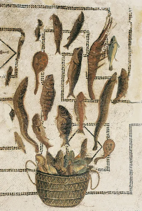 Framed Print : Tile mosaic depicting some fish. Roman art. Early Empire. Mosaic. IRAN. Susa. Archaeological Museum. - Iberfoto / Everett Collection (539597)**US SALES ONLY** Framed Print : Tile mosaic depicting some fish. Roman art. Early Empire. Mosaic. IRAN. Susa. Archaeological Museum. - Iberfoto / Everett Collection (539597)**US SALES ONLY**