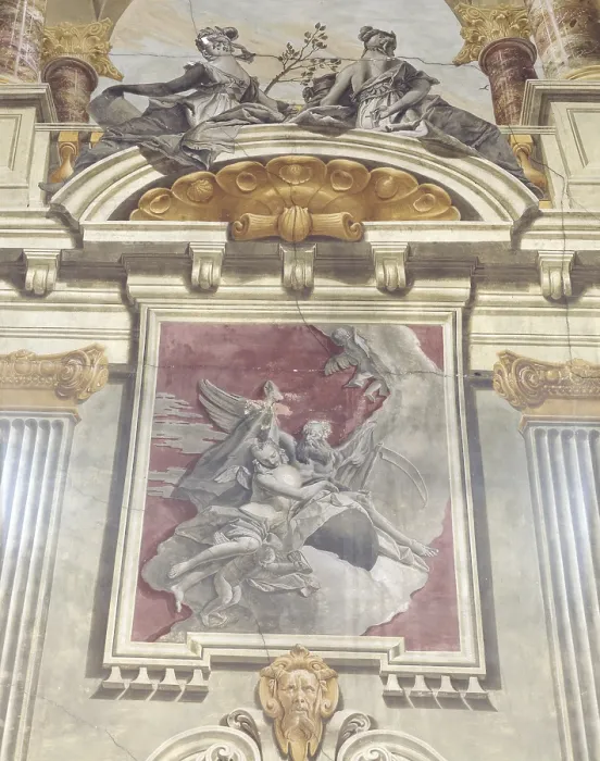 Framed Print : Time Discovers Truth, by Francesco Lorenzi, 18th Century, fresco - Italy, Veneto, Verona, Palazzo Verit Poeta Ferrari Cartolari. Whole artwork view