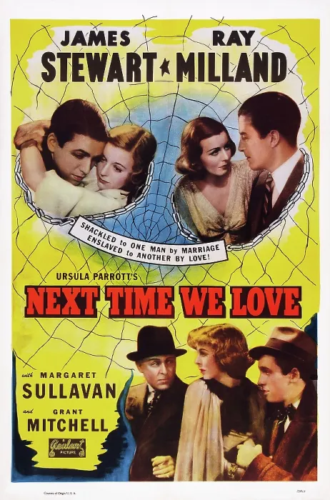 Framed Print : NEXT TIME WE LOVE, top l-r: James Stewart, Margaret Sullavan, Ray Milland, bottom l-r: Ray Milland, Margaret Sullavan, James Stewart on poster art, 1936