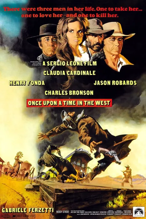 Framed Print : ONCE UPON A TIME IN THE WEST (aka C'ERA UNA VOLTA IL WEST), top from left: Henry Fonda, Claudia Cardinale, Jason Robards, Charles Bronson, 1968