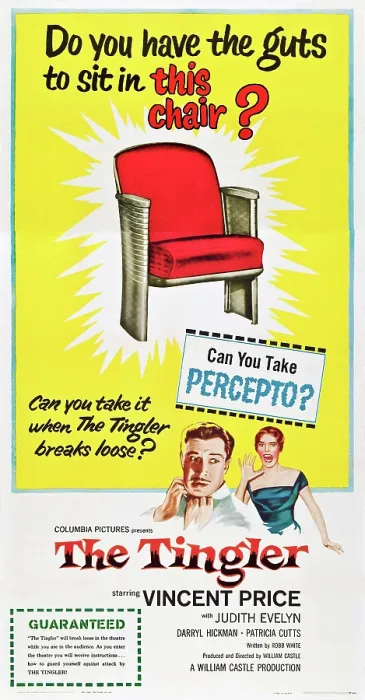 Framed Print : THE TINGLER, U.S. poster, from left: Vincent Price, Pamela Lincoln on poster art, 1959
