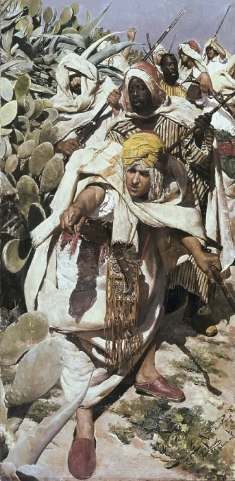 Framed Print : TIRADO, Fernando (1862-1907). Moorish Ambush. 1880. Oil on canvas. SPAIN. Sevilla. Fine Arts Museum. - M.C.Esteban / Iberfoto / Everett Collection (568338)**US SALES ONLY** Framed Print : TIRADO, Fernando (1862-1907). Moorish Ambush. 1880. Oil on canvas. SPAIN. Sevilla. Fine Arts Museum. - M.C.Esteban / Iberfoto / Everett Collection (568338)**US SALES ONLY**