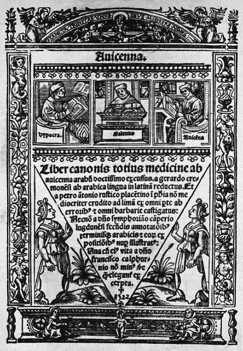 Framed Print : Title page of Avicenna's, LIBER CANONIS TOTIUS MEDICINE (CANON OF MEDICINE), published in Paris in 1522