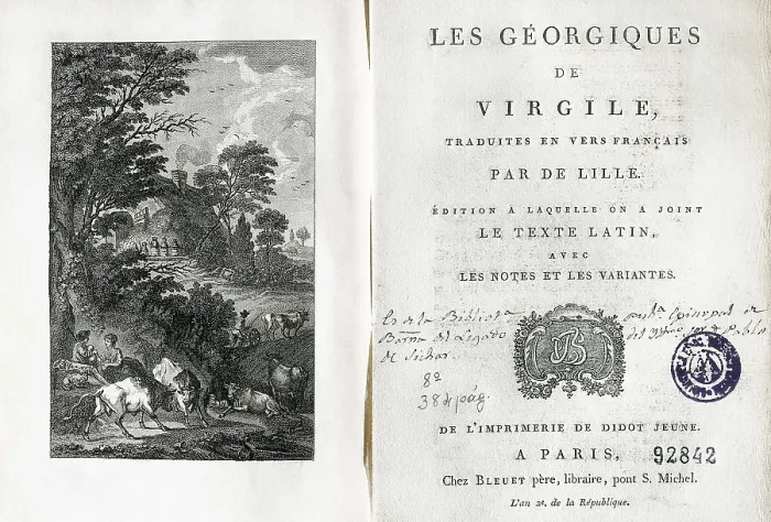 Framed Print : Title page of a French edition of Virgil's 'The Georgics', published in Paris in 1793. Engraving. SPAIN. Barcelona