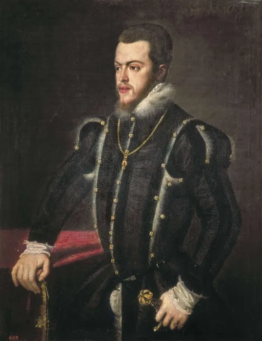 Framed Print : TIZIANO, pupil of (16th century). Portrait of Philip II of Spain. 1530s-1550s. King of Spain (1556-1598) and Portugal (1580-1898)