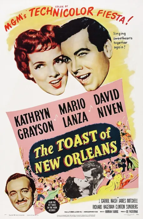 Framed Print : THE TOAST OF NEW ORLEANS, US poster art, top, from left: Kathryn Grayson, Mario Lanza; bottom left: David Niven, 1950 Framed Print : THE TOAST OF NEW ORLEANS, US poster art, top, from left: Kathryn Grayson, Mario Lanza; bottom left: David Niven, 1950
