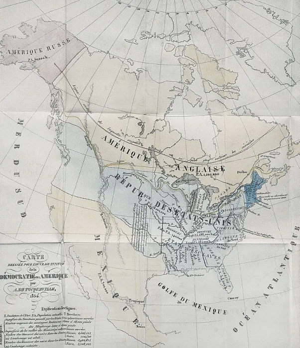 Framed Print : TOCQUEVILLE, Alexis de (1805-1859). 'The Democracy in America', edition of 1854. Map from North America. AISA / Everett Collection**US SALES ONLY**
