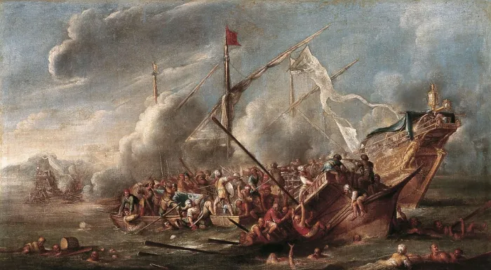 Framed Print : TOLEDO, Juan de (1611-1665). Naval Battle between Spanish and Turks. mid. 17th c. Oil on canvas. SPAIN. Madrid. Prado Museum. AISA / Everett Collection**US SALES ONLY**