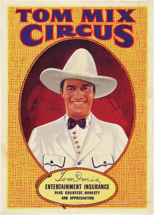 Framed Print : Tom Mix on 1937 poster art promoting the Tom Mix Circus