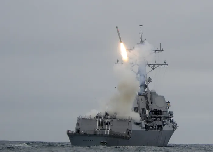 Framed Print : Tomahawk cruise missile launches from the guided-missile destroyer USS Sterett during a weapons training exercise off the coast of San Diego California. June 23 2010 Framed Print : Tomahawk cruise missile launches from the guided-missile destroyer USS Sterett during a weapons training exercise off the coast of San Diego California. June 23 2010