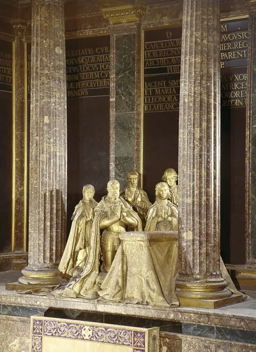 Framed Print : Tomb of Charles V. 1598. SPAIN. San Lorenzo de El Escorial. Royal Monastery of San Lorenzo de El Escorial. Renaissance art. Cinquecento. Sculpture on bronze. - P