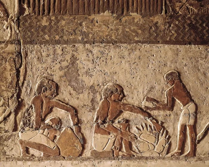 Framed Print : Tomb of Nefer. 24th c. BC. EGYPT. Saqqara. Bread preparation and cooking. Egyptian art. Old Kingdom. Relief. AISA / Everett Collection**US SALES ONLY**