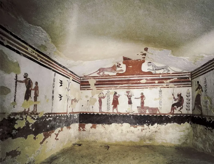 Framed Print : Tomb of the Prestidigitators. ITALY. Tarquinia. Necropolis of Monterozzi. Tomb of the Prestidigitators.. Etruscan art. Fresco. AISA / Everett Collection**US SALES ONLY**