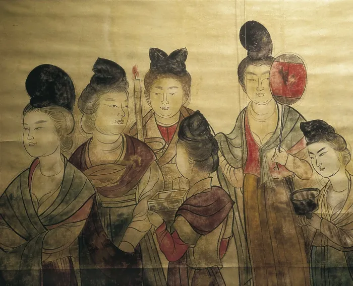 Framed Print : Tomb of Princess Yongtai. 706. CHINA. Xian. Tumb of Li Xian Hui, Princess Yongtai. Detail with servants. Chinese art. Han period. Fresco. AISA / Everett Collection**US SALES ONLY**