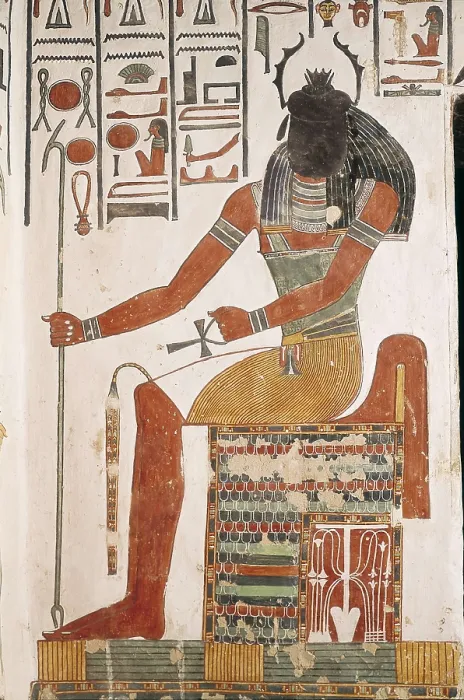 Framed Print : Tomb of Queen Nefertari. EGYPT. Dayr al-Bahri. Valley of the Queens. Tomb of Queen Nefertari. The god Khepri. Egyptian art. New Kingdom. Painting