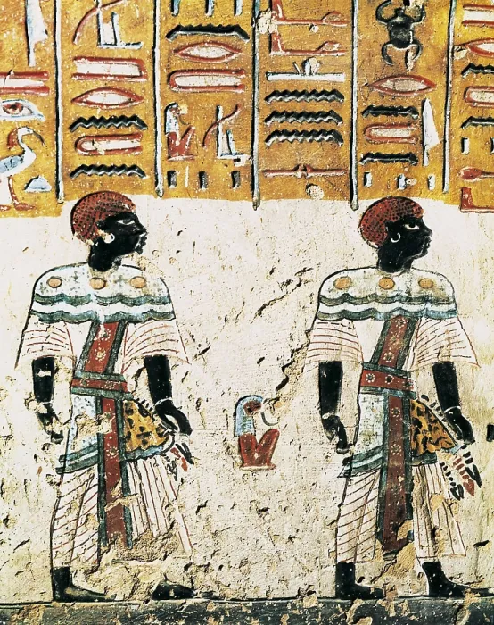 Framed Print : Tomb of Ramses II. 1160s BC. EGYPT. Dayr al-Bahri. Valley of the Kings. Tomb of Rameses III. The Gods Khnum, Hathor and Horus in the funerary barque. Egyptian art. New Kingdom