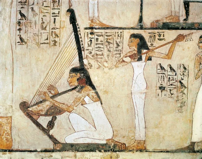 Framed Print : Tomb of Rekhmire. EGYPT. Dayr al-Bahri. Valley of the Nobles. Tomb of Rekhmire. Musicians. Egyptian art. New Kingdom. Painting. AISA / Everett Collection**US SALES ONLY**