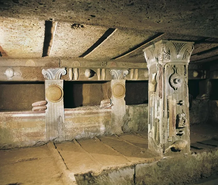 Framed Print : Tomb of the Reliefs. 4th-3rd c. BC. ITALY. Cerveteri. Banditaccia Necropolis. Etruscan art. Architecture. AISA / Everett Collection**US SALES ONLY** Framed Print : Tomb of the Reliefs. 4th-3rd c. BC. ITALY. Cerveteri. Banditaccia Necropolis. Etruscan art. Architecture. AISA / Everett Collection**US SALES ONLY**