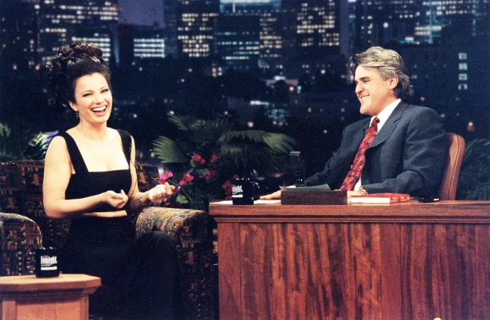 Framed Print : THE TONIGHT SHOW WITH JAY LENO, from left: Fran Drescher, Jay Leno, season 4, ep. 888, aired 3 / 20 / 1996, 1992-2014 Framed Print : THE TONIGHT SHOW WITH JAY LENO, from left: Fran Drescher, Jay Leno, season 4, ep. 888, aired 3 / 20 / 1996, 1992-2014