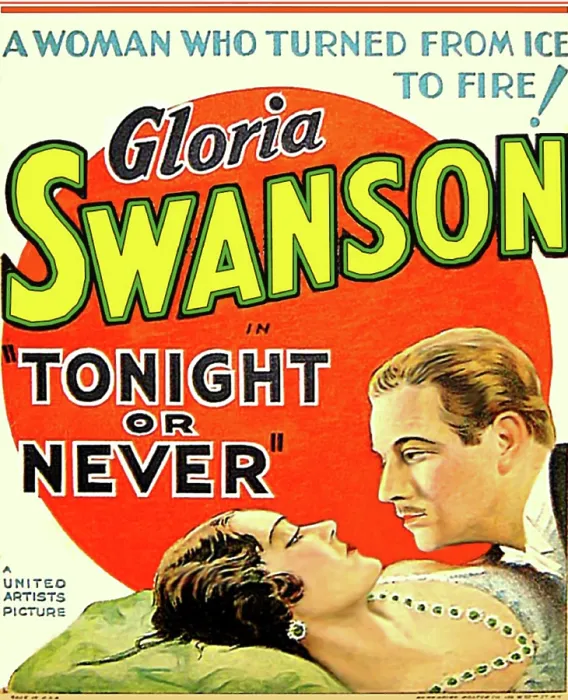 Framed Print : TONIGHT OR NEVER, from left on US poster art: Gloria Swanson, Melvyn Douglas, 1931