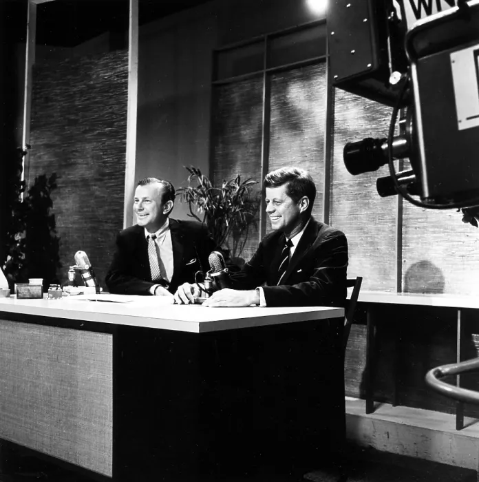 Framed Print : TONIGHT STARRING JACK PAAR, (aka THE TONIGHT SHOW STARRING JACK PAAR), from left: Jack Paar, John F. Kennedy, season 3, ep. 166, aired 6 / 16 / 1960, (1958-1973)