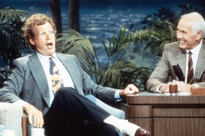 Framed Print : THE TONIGHT SHOW STARRING JOHNNY CARSON, from left: David Letterman, Johnny Carson, (aired August 30, 1991), 1962-1992