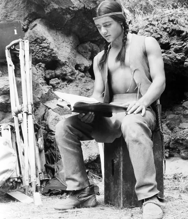 Framed Print : TONKA, Sal Mineo reading the script on set, 1958 Framed Print : TONKA, Sal Mineo reading the script on set, 1958