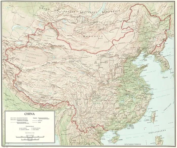Framed Print : Topographical map of China, ca. 1970 Framed Print : Topographical map of China, ca. 1970