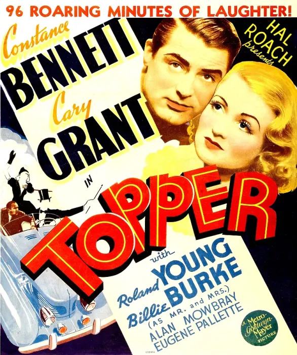 Framed Print : TOPPER, from left: Cary Grant, Constance Bennett on window card, 1937