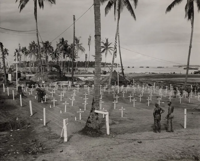 Framed Print : Torokina Cemetery for Marines killed Bougainville Island, in combat against the Japanese. Jan. 13, 1944