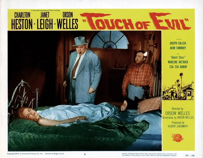 Framed Print : TOUCH OF EVIL, Janet Leigh, Orson Welles, Akim Tamiroff, 1958